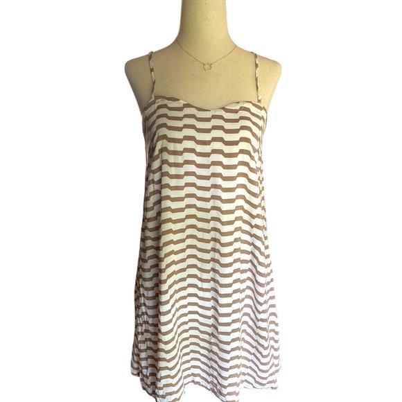 Naked Zebra Chevron Mini Dress Women Size Small Spaghetti‎ Straps Cotton Lining - Picture 1 of 14